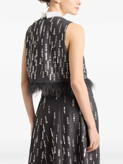Cinq À Sept Selene Sequin Top In Gray