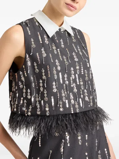 Cinq À Sept Selene Sequin Top In Gray