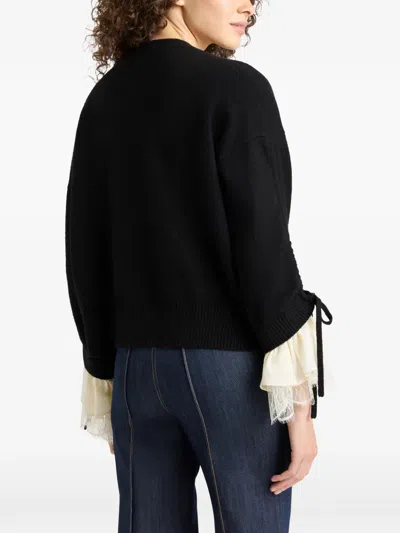 Cinq À Sept Atlas Brooch Detail Layered Look Cardigan In Black