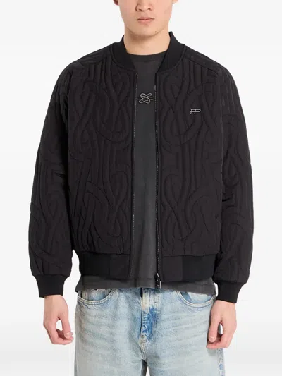 Filling Pieces Quilted Bomber Jacket In Black