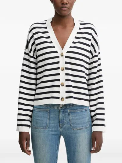 Marc O'polo Striped Button-front Cardigan In White