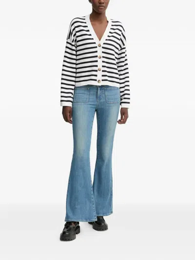 Marc O'polo Striped Button-front Cardigan In White