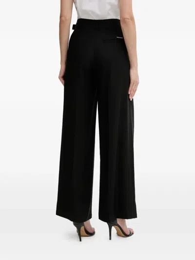 Karl Lagerfeld Belted Pleated Trousers In Black