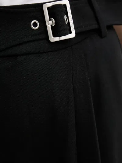 Karl Lagerfeld Belted Pleated Trousers In Black