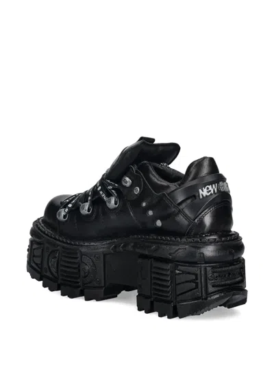New Rock Platform Lace-up Sneakers In Black