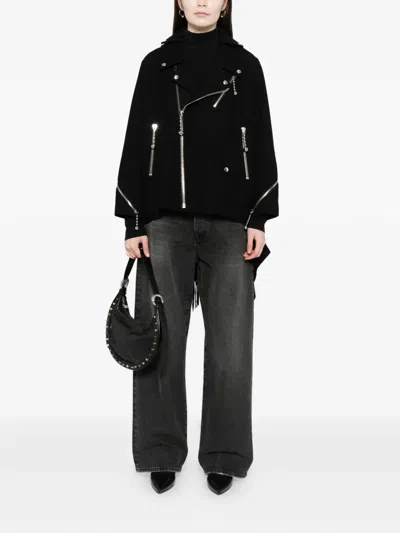 Undercover Fringe-embellished Zip-up Jacket In Black