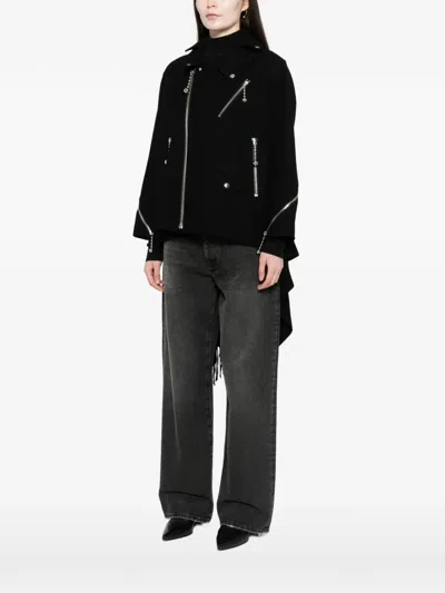 Undercover Fringe-embellished Zip-up Jacket In Black