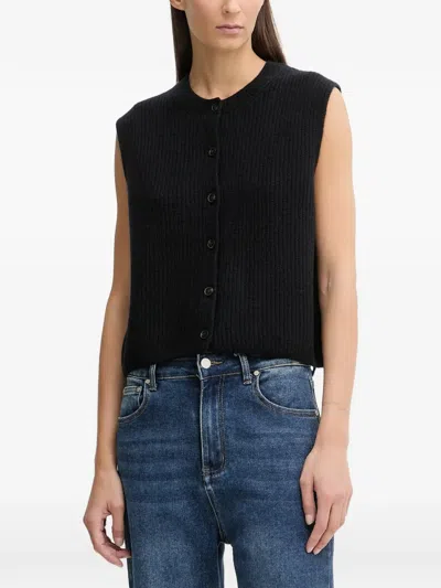 Marc O'polo Button Sleeveless Top In Black