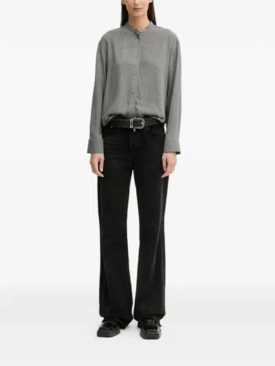 Marc O'polo Buttoned Collarless Shirt In Gray