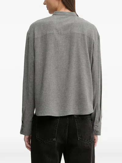 Marc O'polo Buttoned Collarless Shirt In Gray