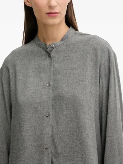 Marc O'polo Buttoned Collarless Shirt In Gray