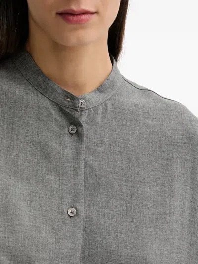 Marc O'polo Buttoned Collarless Shirt In Gray