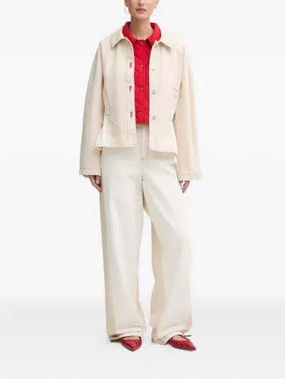 Stine Goya Stitch-detail Cotton Jeans In Neutral