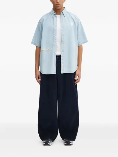 Aape By A Bathing Ape Now Buttoned Patch Shirt In Blue