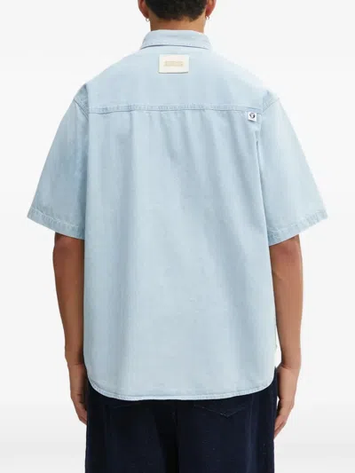 Aape By A Bathing Ape Now Buttoned Patch Shirt In Blue