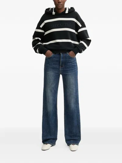 Marc O'polo Striped Hoodie In Black
