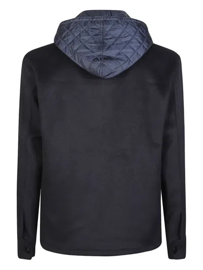 P.m.d.s Quilted Hooded Shirt In Blue