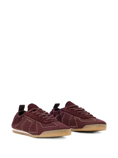Allsaints Kenny Studded Lace-up Sneakers In Brown