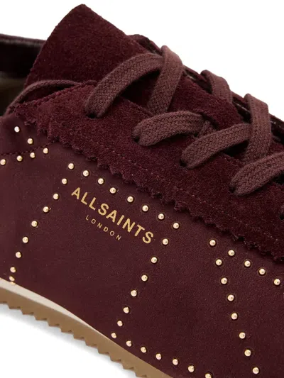 Allsaints Kenny Studded Lace-up Sneakers In Brown