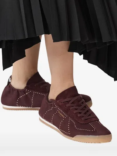 Allsaints Kenny Studded Lace-up Sneakers In Brown
