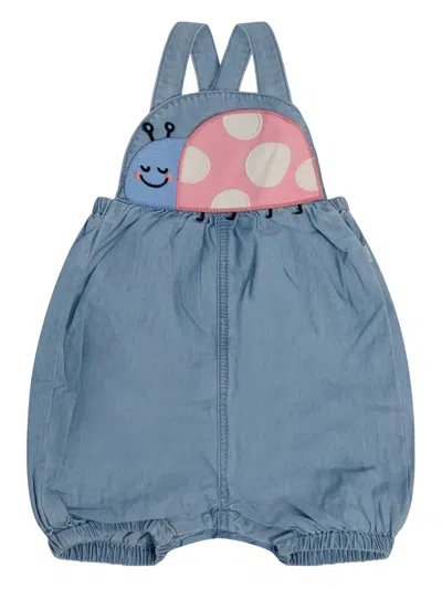 Stella Mccartney Ladybird Appliqué Dungaree In Blue
