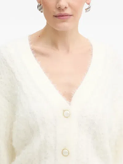 Guess Usa V-neck Cardigan In White