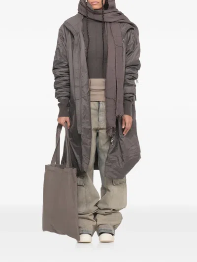 Rick Owens Cropped Ribbed Cotton Turtleneck Crewneck Sweater In Gray