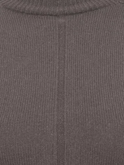 Rick Owens Cropped Ribbed Cotton Turtleneck Crewneck Sweater In Gray