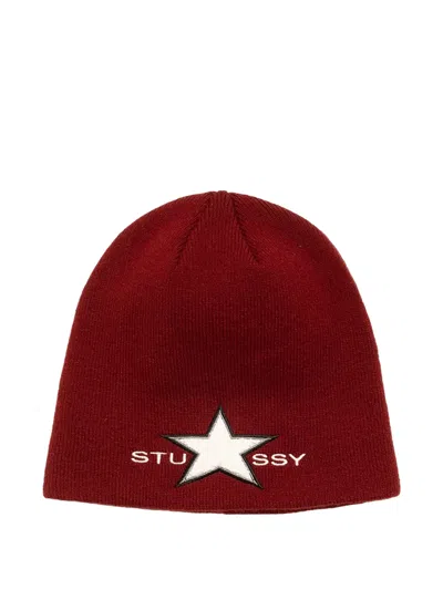 Stussy Star-motif Beanie Hat In Red