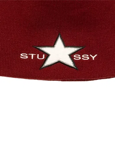 Stussy Star-motif Beanie Hat In Red