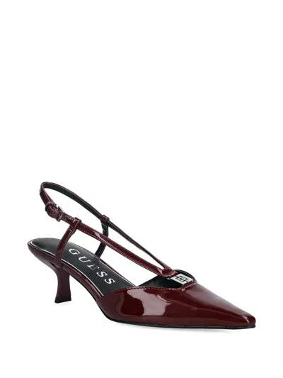 Guess Usa Pointed-toe Strap Heeled Pumps In Burgundy