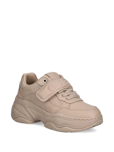 Guess Usa Helinn Embossed Strap Sneakers In Neutral