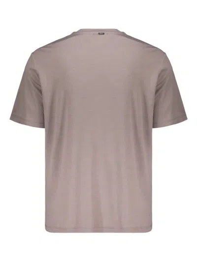Herno Short-sleeve Round-neck T-shirt In Brown