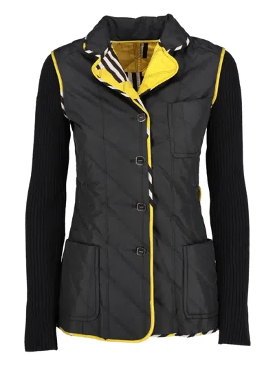 Pre-owned Fendi Quilted Collar Jacket In Black