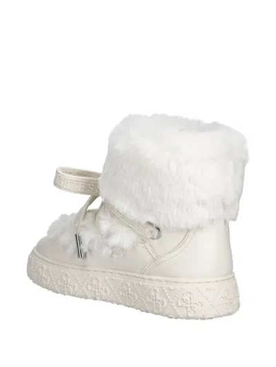 Guess Usa Unessa Faux-fur Tie Boots In White