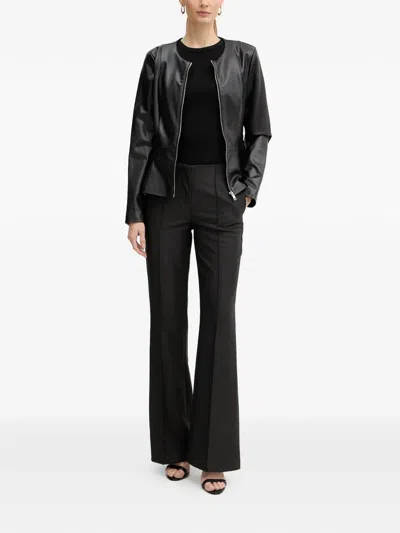 Guess Usa Zip-up Peplum Jacket In Black