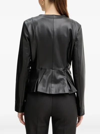 Guess Usa Zip-up Peplum Jacket In Black