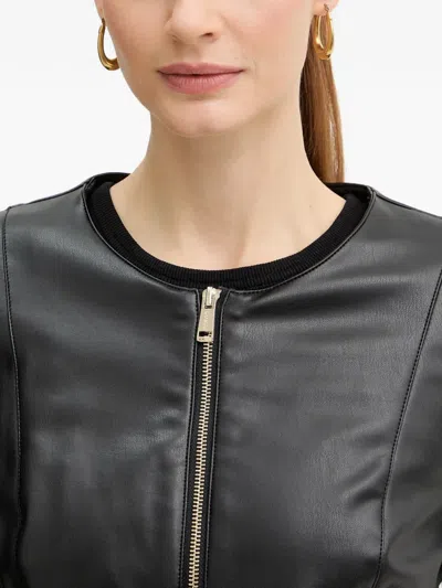 Guess Usa Zip-up Peplum Jacket In Black