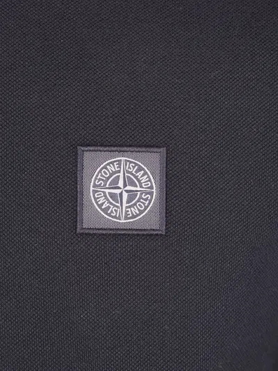 Stone Island Short Sleeve Polo Shirt Straight Fit Collar In Black