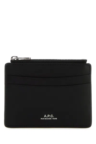 Apc Black Leather Paris Card Holder In Black