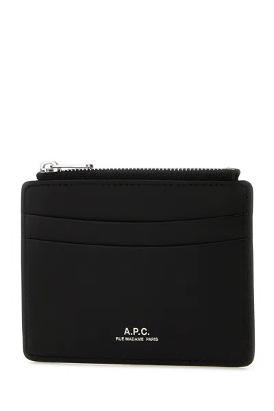 Apc Black Leather Paris Card Holder In Black