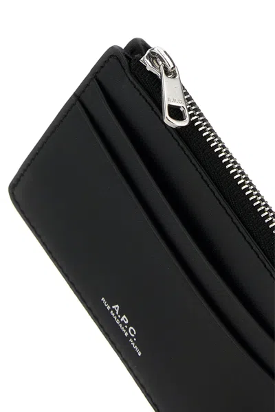 Apc Black Leather Paris Card Holder In Black