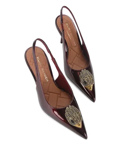 Kurt Geiger Large Eagle Slingback Pumps In Burgundy