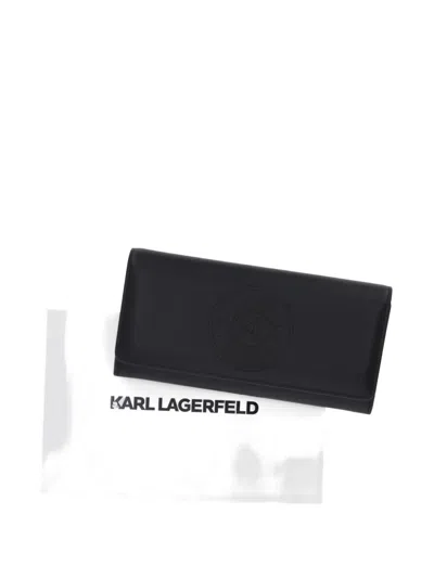 Karl Lagerfeld Embossed-logo Wallet In Black