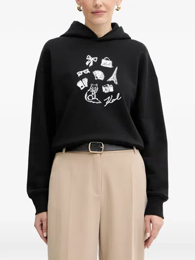 Karl Lagerfeld Graphic-print Hoodie In Black