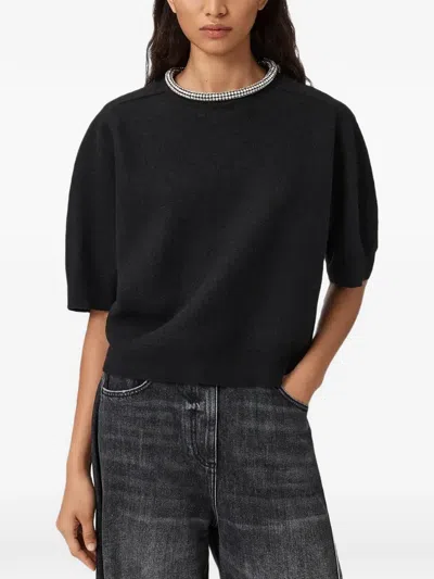 Allsaints Odell Embellished Short-sleeve T-shirt In Black