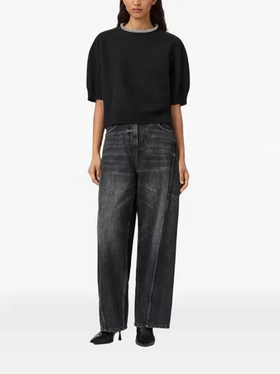 Allsaints Odell Embellished Short-sleeve T-shirt In Black