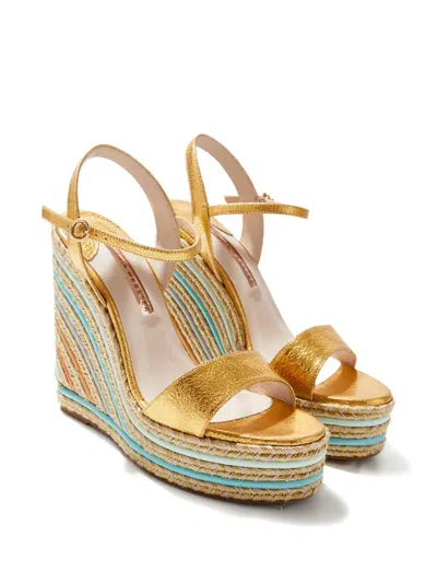 Sophia Webster Raffia Wedge Sandals In Multi