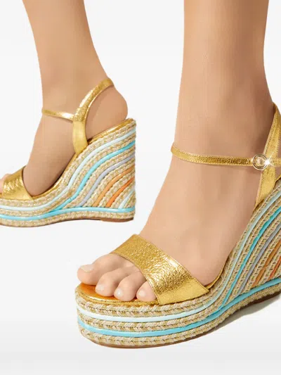 Sophia Webster Raffia Wedge Sandals In Multi