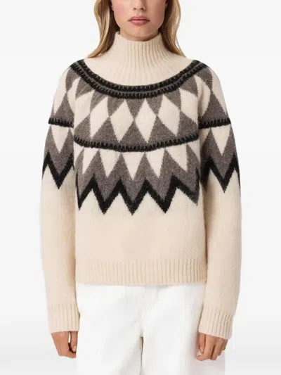 Allsaints Tara Geometric-pattern Sweater In Neutral